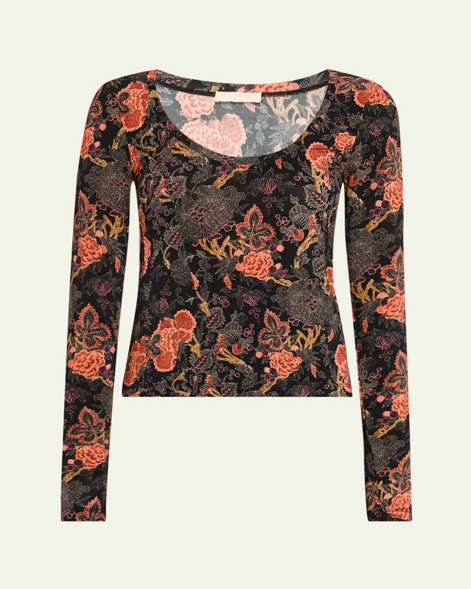 Aris Printed Long-Sleeve Jersey Top
